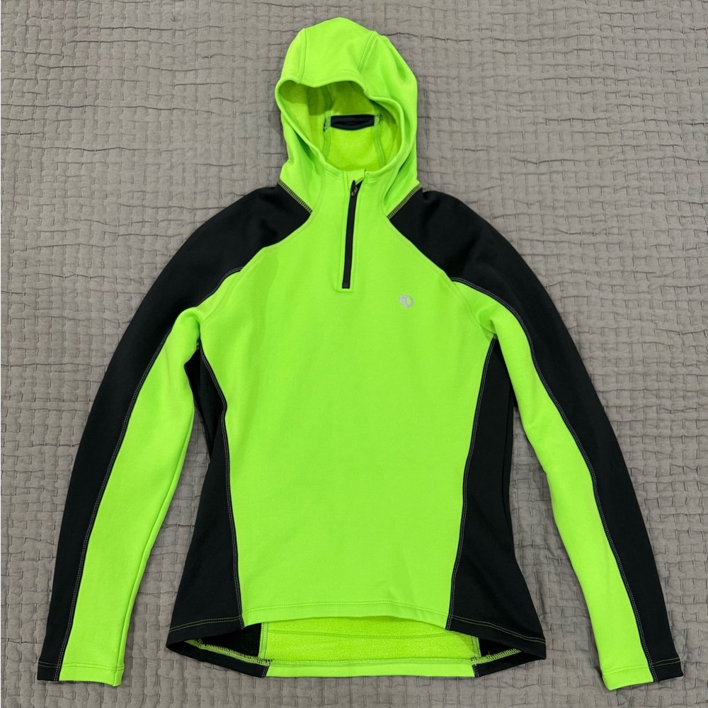 Pearl Izumi Women’s Medium Green Thermal Quarter Zip Cycling Top with Hood